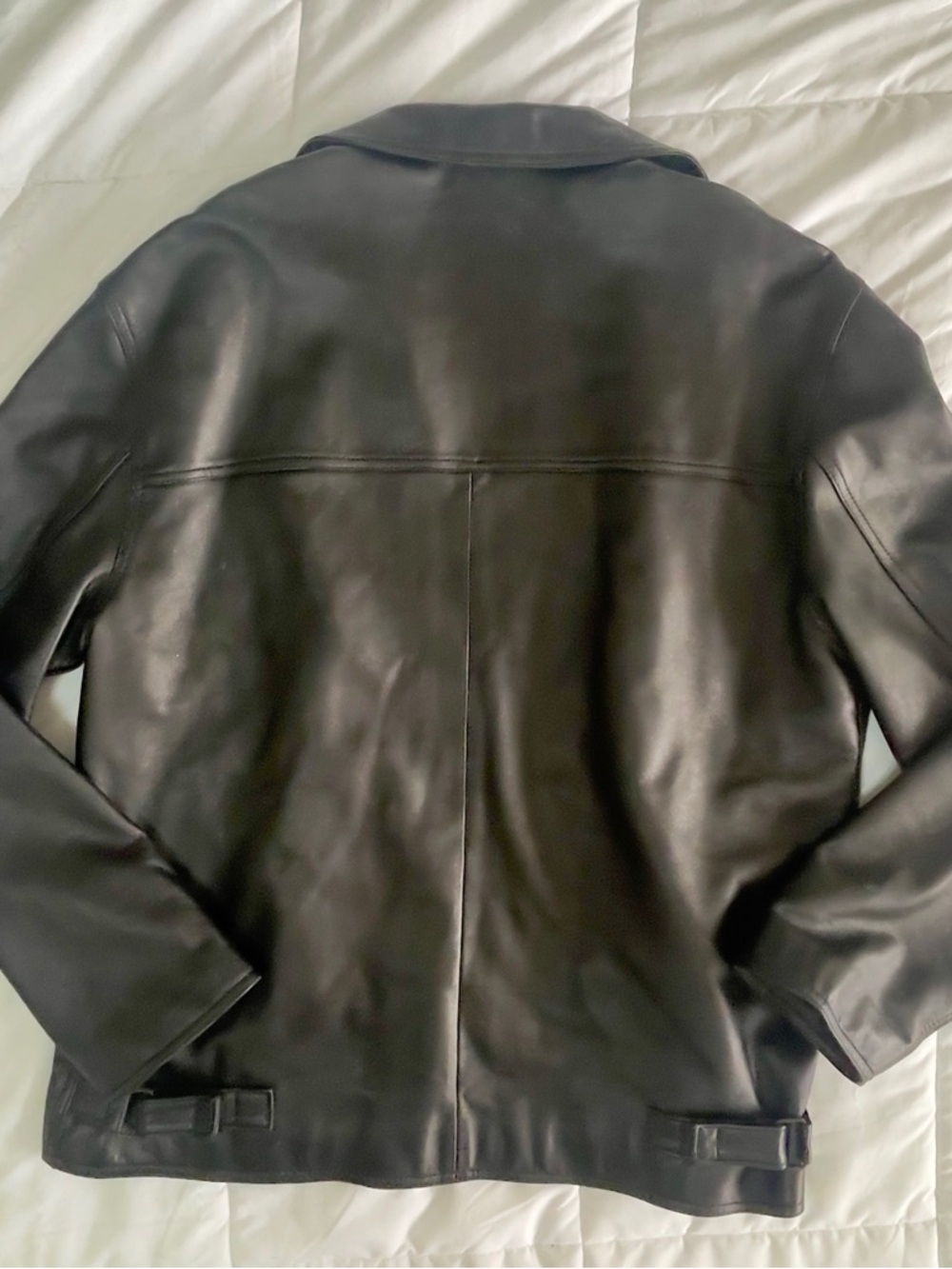 ZARA men’s 100% Leather Black Jacket Minimal Luxe Zip Moto Classic Pockets - Picture 5 of 5